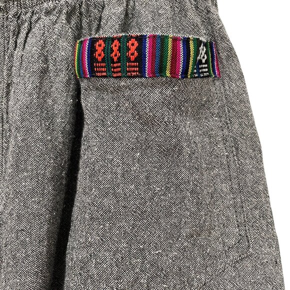 Nepal Womens Cotton Shorts Boho Festival Ethnic Trim Gray Summer Handmade L - Picture 10 of 10